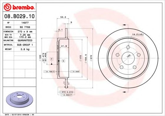 BREMBO 08.B029.10 Discofreno