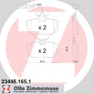 ZIMMERMANN 23446.165.1 Kit pastiglie freno, Freno a disco