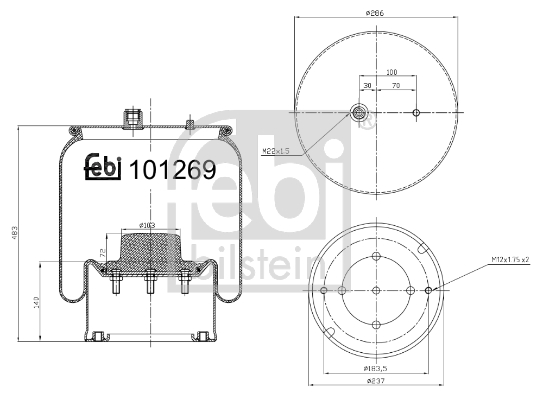 FEBI BILSTEIN 101269 Soffietto, Sospensione pneumatica-Soffietto, Sospensione pneumatica-Ricambi Euro