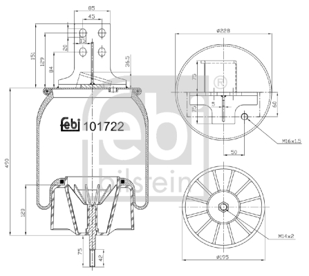 FEBI BILSTEIN 101722 Soffietto, Sospensione pneumatica-Soffietto, Sospensione pneumatica-Ricambi Euro