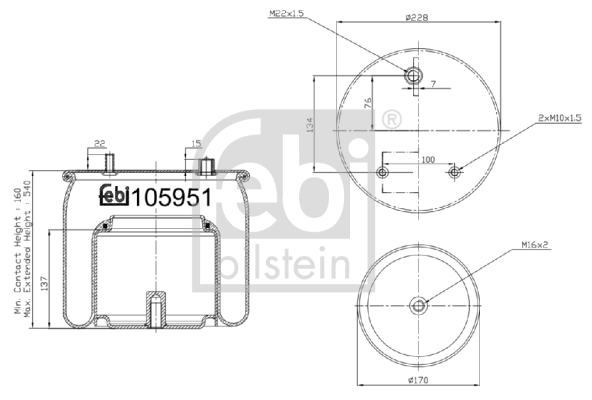 FEBI BILSTEIN 105951 Soffietto, Sospensione pneumatica-Soffietto, Sospensione pneumatica-Ricambi Euro