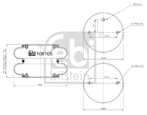 FEBI BILSTEIN 106105 Soffietto, Sospensione pneumatica-Soffietto, Sospensione pneumatica-Ricambi Euro