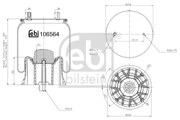 FEBI BILSTEIN 106564 Soffietto, Sospensione pneumatica