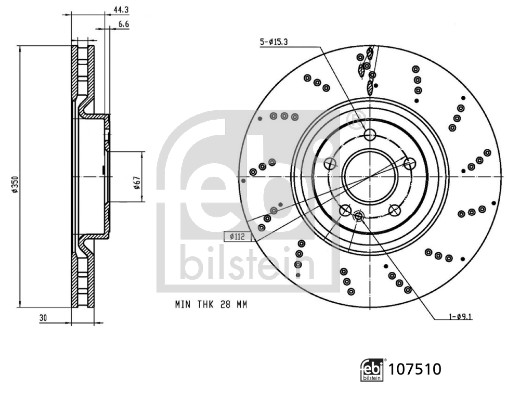 FEBI BILSTEIN 107510 féktárcsa elsőtengely MERCEDES-BENZ