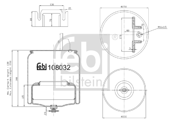 FEBI BILSTEIN 108032 Soffietto, Sospensione pneumatica-Soffietto, Sospensione pneumatica-Ricambi Euro