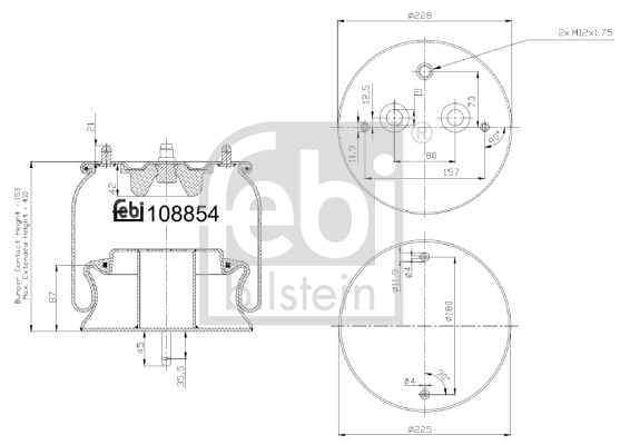 FEBI BILSTEIN 108854 Soffietto, Sospensione pneumatica