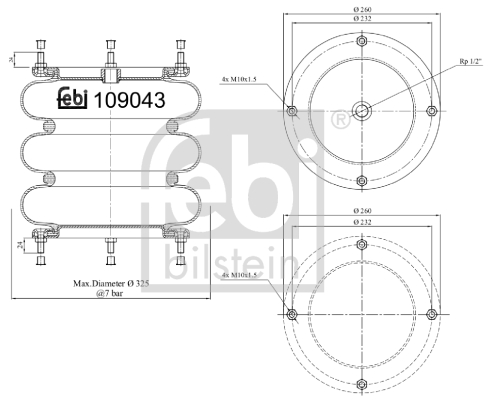 FEBI BILSTEIN 109043 Soffietto, Sospensione pneumatica-Soffietto, Sospensione pneumatica-Ricambi Euro