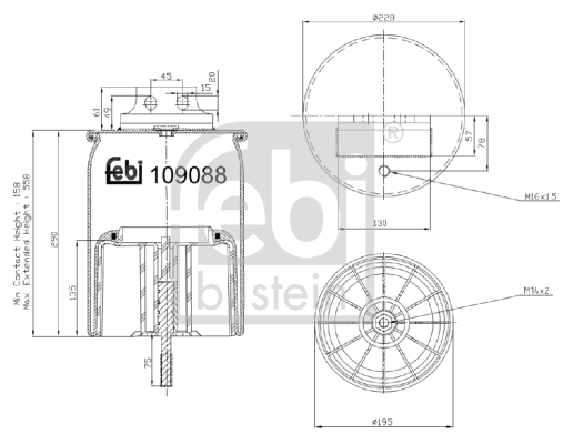 FEBI BILSTEIN 109088 Soffietto, Sospensione pneumatica-Soffietto, Sospensione pneumatica-Ricambi Euro