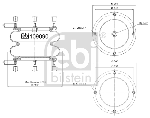 FEBI BILSTEIN 109090 Soffietto, Sospensione pneumatica