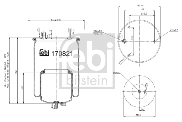 FEBI BILSTEIN 170821 Soffietto, Sospensione pneumatica-Soffietto, Sospensione pneumatica-Ricambi Euro