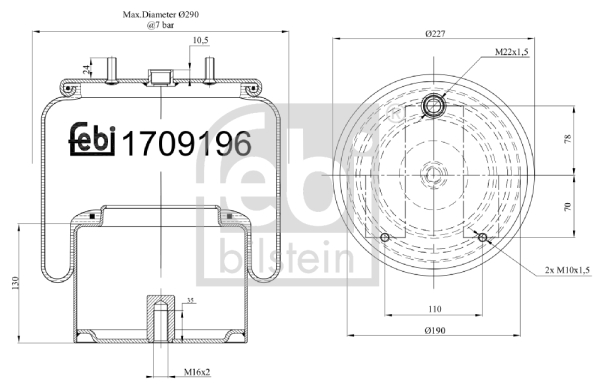 FEBI BILSTEIN 170919 Soffietto, Sospensione pneumatica