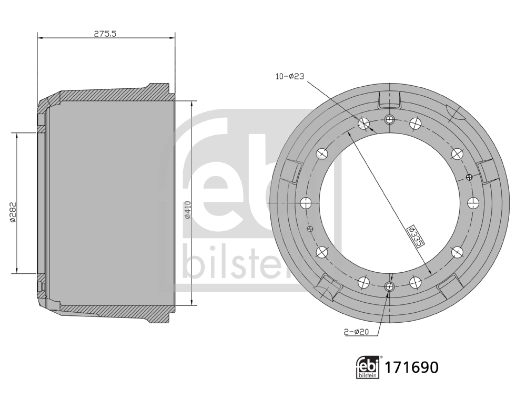 FEBI BILSTEIN 171690 Bremstrommel