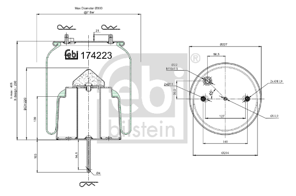 FEBI BILSTEIN 174223 Soffietto, Sospensione pneumatica-Soffietto, Sospensione pneumatica-Ricambi Euro