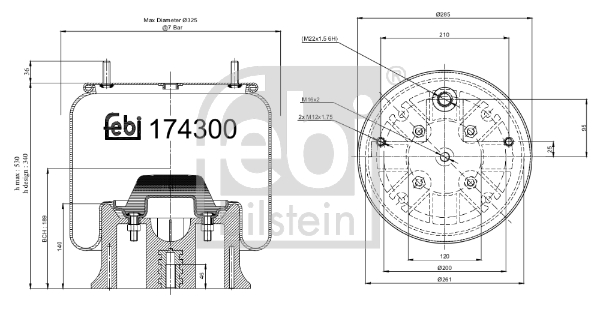 FEBI BILSTEIN 174300 Soffietto, Sospensione pneumatica