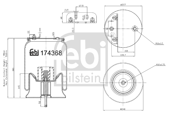 FEBI BILSTEIN 174368 Soffietto, Sospensione pneumatica-Soffietto, Sospensione pneumatica-Ricambi Euro