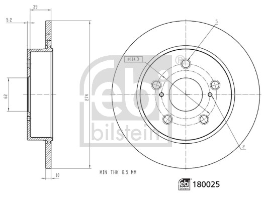 FEBI BILSTEIN 180025 féktárcsa