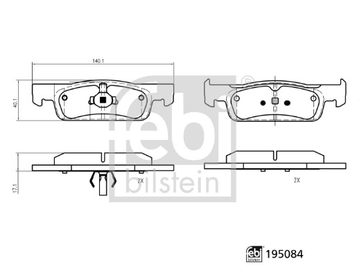 FEBI BILSTEIN 195084 Bremsbelagsatz, Scheibenbremse