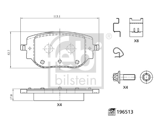 FEBI BILSTEIN 196513 Bremsbelagsatz, Scheibenbremse