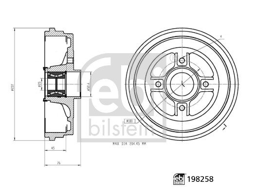 FEBI BILSTEIN 198258 Bremstrommel