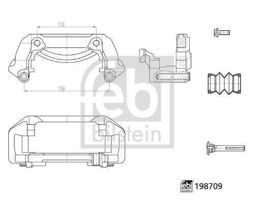FEBI BILSTEIN 198709 Bracket, brake caliper Front Axle Left Front Axle Right for MERCEDES-BENZ