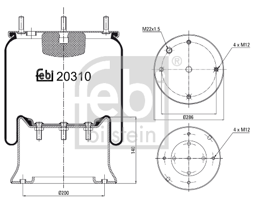 FEBI BILSTEIN 20310 Soffietto, Sospensione pneumatica-Soffietto, Sospensione pneumatica-Ricambi Euro