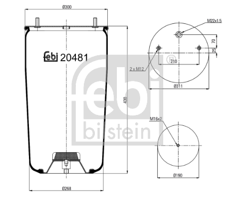 FEBI BILSTEIN 20481 Soffietto, Sospensione pneumatica-Soffietto, Sospensione pneumatica-Ricambi Euro