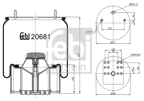 FEBI BILSTEIN 20681 Soffietto, Sospensione pneumatica