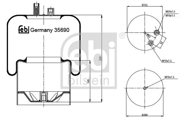 FEBI BILSTEIN 35690 Soffietto, Sospensione pneumatica-Soffietto, Sospensione pneumatica-Ricambi Euro