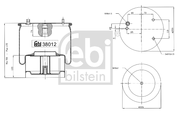 FEBI BILSTEIN 38012 Soffietto, Sospensione pneumatica-Soffietto, Sospensione pneumatica-Ricambi Euro