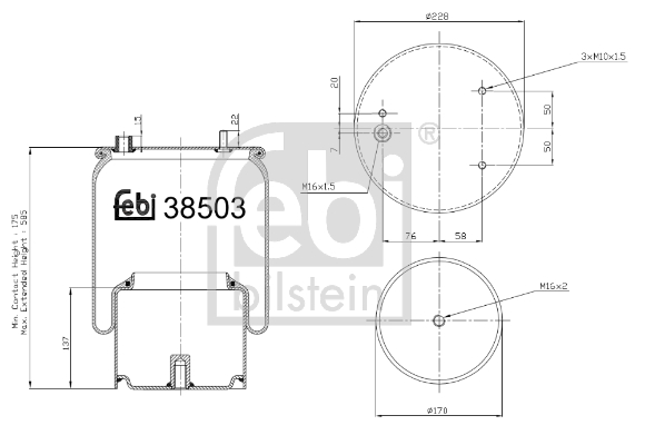 FEBI BILSTEIN 38503 Soffietto, Sospensione pneumatica-Soffietto, Sospensione pneumatica-Ricambi Euro