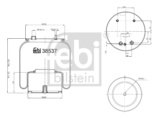 FEBI BILSTEIN 38537 Soffietto, Sospensione pneumatica-Soffietto, Sospensione pneumatica-Ricambi Euro