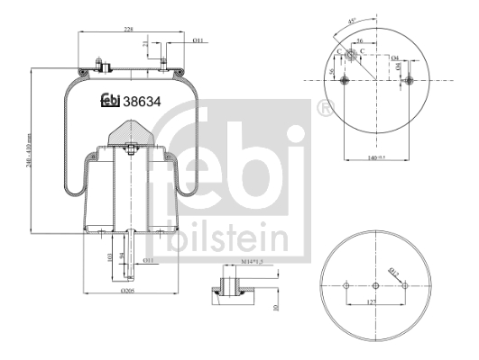 FEBI BILSTEIN 38634 Soffietto, Sospensione pneumatica-Soffietto, Sospensione pneumatica-Ricambi Euro