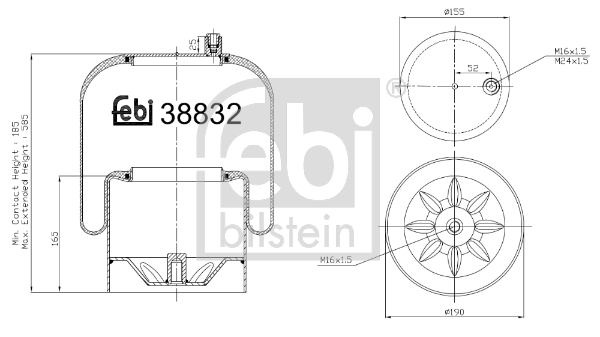 FEBI BILSTEIN 38832 Soffietto, Sospensione pneumatica-Soffietto, Sospensione pneumatica-Ricambi Euro