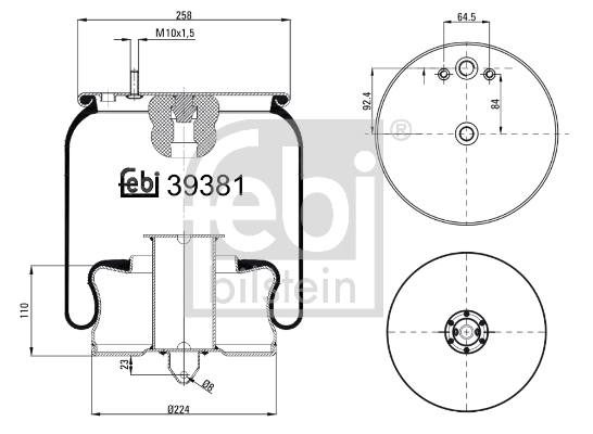 FEBI BILSTEIN 39381 Soffietto, Sospensione pneumatica-Soffietto, Sospensione pneumatica-Ricambi Euro