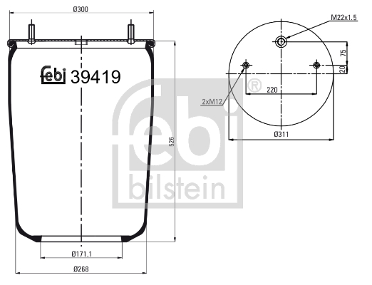 FEBI BILSTEIN 39419 Soffietto, Sospensione pneumatica-Soffietto, Sospensione pneumatica-Ricambi Euro