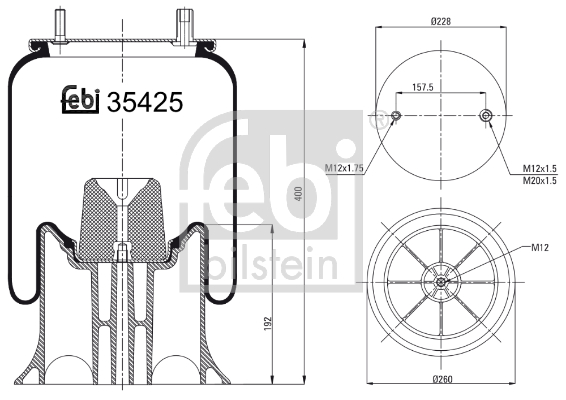 FEBI BILSTEIN 39425 Soffietto, Sospensione pneumatica-Soffietto, Sospensione pneumatica-Ricambi Euro