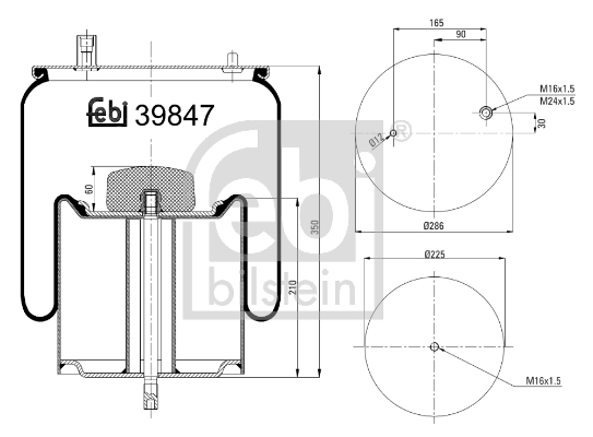 FEBI BILSTEIN 39847 Soffietto, Sospensione pneumatica-Soffietto, Sospensione pneumatica-Ricambi Euro