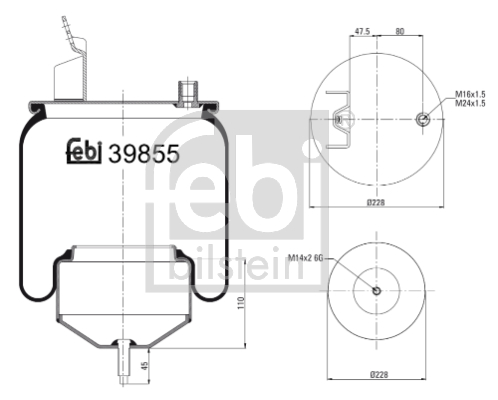 FEBI BILSTEIN 39855 Soffietto, Sospensione pneumatica-Soffietto, Sospensione pneumatica-Ricambi Euro