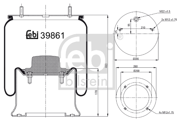 FEBI BILSTEIN 39861 Soffietto, Sospensione pneumatica-Soffietto, Sospensione pneumatica-Ricambi Euro