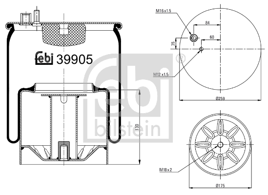 FEBI BILSTEIN 39905 Soffietto, Sospensione pneumatica