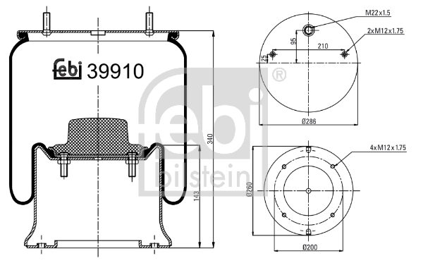 FEBI BILSTEIN 39910 Soffietto, Sospensione pneumatica-Soffietto, Sospensione pneumatica-Ricambi Euro