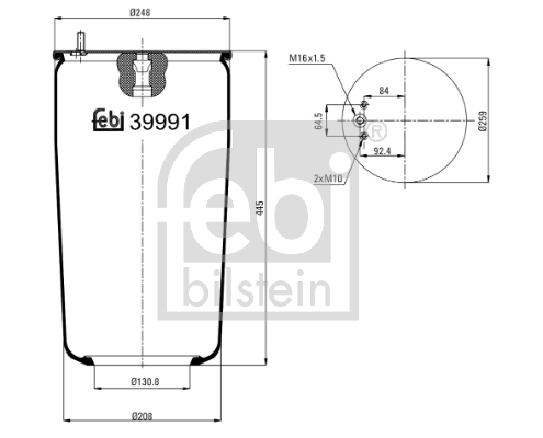 FEBI BILSTEIN 39991 Soffietto, Sospensione pneumatica-Soffietto, Sospensione pneumatica-Ricambi Euro