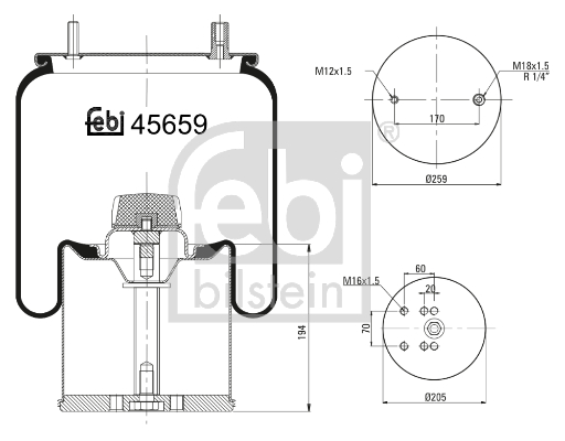 FEBI BILSTEIN 45659 Soffietto, Sospensione pneumatica