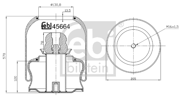 FEBI BILSTEIN 45664 Soffietto, Sospensione pneumatica-Soffietto, Sospensione pneumatica-Ricambi Euro