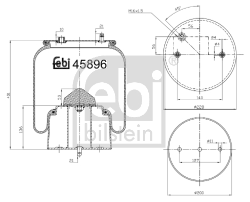 FEBI BILSTEIN 45896 Soffietto, Sospensione pneumatica-Soffietto, Sospensione pneumatica-Ricambi Euro