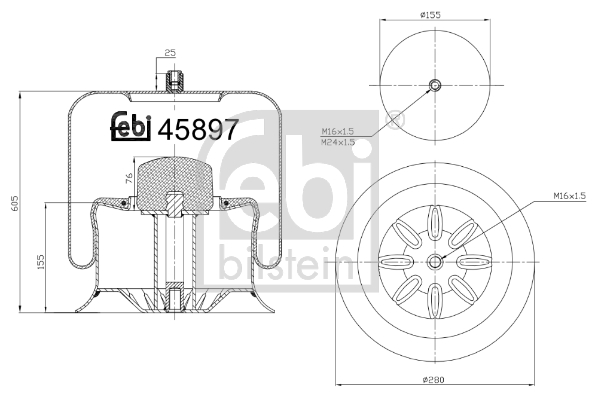 FEBI BILSTEIN 45897 Soffietto, Sospensione pneumatica-Soffietto, Sospensione pneumatica-Ricambi Euro