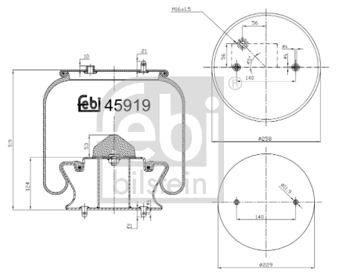 FEBI BILSTEIN 45919 Soffietto, Sospensione pneumatica-Soffietto, Sospensione pneumatica-Ricambi Euro