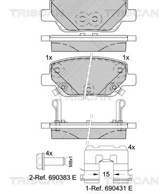 TRISCAN 8110 15075 Bromsbeläggssats, skivbroms