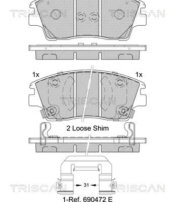 TRISCAN 8110 43055 Bromsbeläggssats, skivbroms