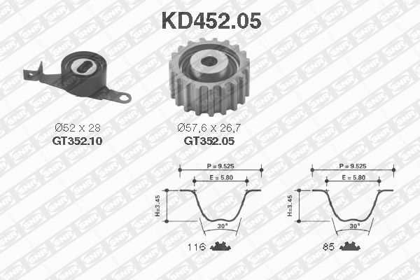 SNR KD452.05 Kit cinghie dentate-Kit cinghie dentate-Ricambi Euro
